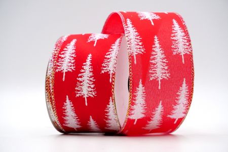 Ruban de sapin de Noël en satin rouge et blanc avec paillettes_KF7202GN-7N