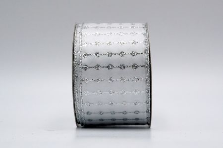 Nastro di raso con puntini e linee di glitter argento_KF7210G-1