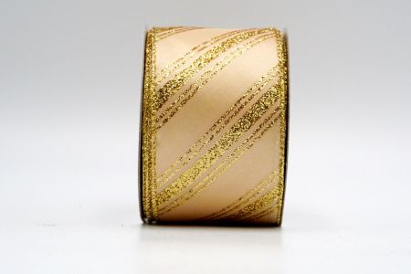 Fita de cetim dourado com listras de glitter natural_KF7221G-13
