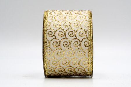Złota wstążka w kształcie muszli z brokatem_KF7236G-13