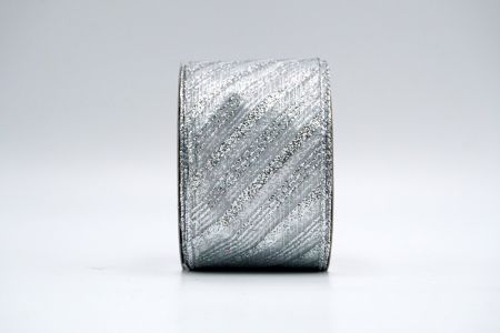 Серебряная прозрачная лента с блестящими полосками_KF7238G-1