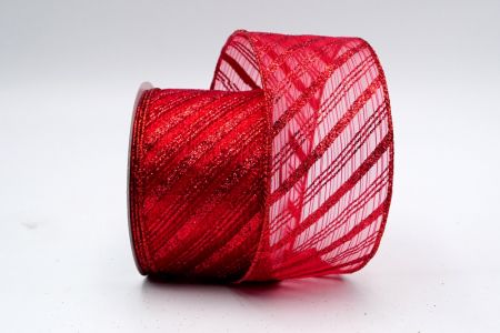 Punainen läpinäkyvä punaista kimalletta raidallinen nauha_KF7238GR-7R