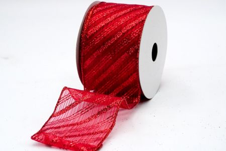 Punainen läpinäkyvä punaista kimalletta raidallinen nauha_KF7238GR-7R