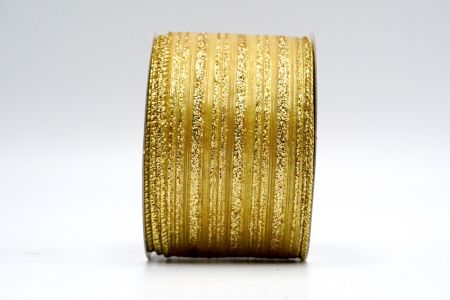 Gold Sheer Glitter Stripes Pattern Ribbon_KF7241G-13