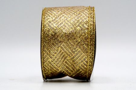 Fita de Cetim Marfim com Linhas de Glitter Dourado_KF7244G-1G