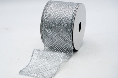 Zilver doorschijnend zilveren glitterlijn patroon lint_KF7244G-1S