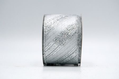 Zilveren Transparant Glitter Lijn Patroon Lint_KF7245G-1
