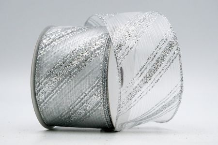 Zilveren Transparant Glitter Lijn Patroon Lint_KF7245G-1