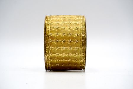 Gouden Transparante Glitter Stippen & Lijn Satijnen Lint_KF7249G-13