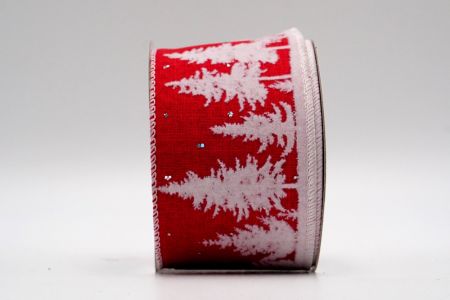 Kunst-Burlap Rot mit weißem Baum-Muster-Band_KF7253GC-7-1
