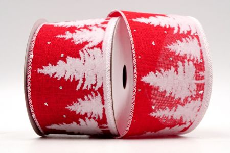 Faux Burlap Red with White Paint Tree Ribbon_KF7253GC-7-1