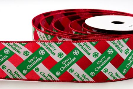Красно-зелено-белая рождественская лента с надписью Декор_KF7258GC-7-7