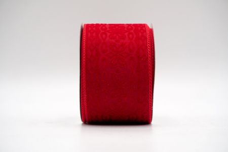 Красная бархатная лента с красным цветочным узором_KF7267GC-8-7