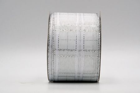 White Metallic Plaid Ribbon_KF7272G-1