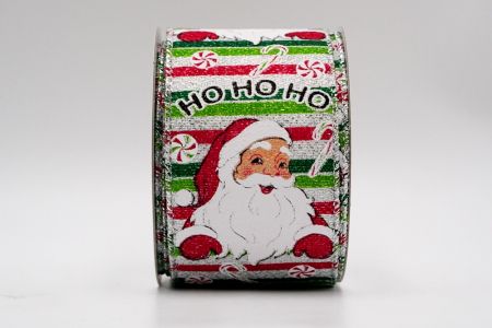 Weißes Satin Rot Grünes HOHO Santa-Band_KF7286G-1