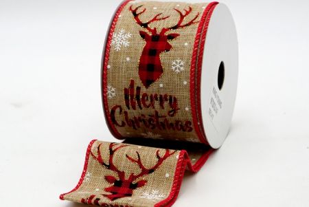 Buffalo Check Reindeer Merry Christmas Ribbon_KF7287GC-14-7