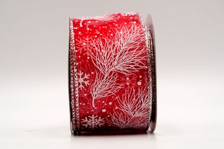 Fita de ramos de inverno vermelhos transparentes com flocos de neve_KF7297G-7