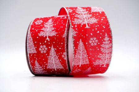 Червоний атлас білий Різдвяна ялинкова стрічка_KF7328G-7