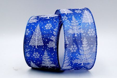 Cinta de árbol de Navidad azul real transparente con blanco_KF7329GB-4