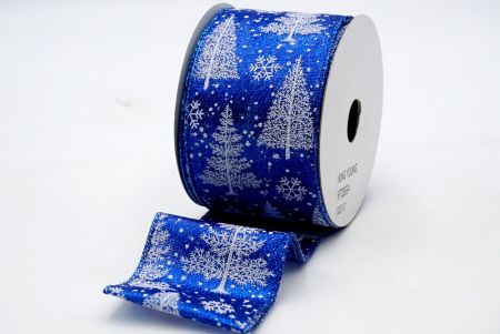 Ruban de sapin de Noël en tulle bleu royal et blanc_KF7329GB-4