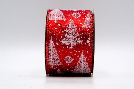Cinta de árbol de Navidad roja transparente con blanco_KF7329GR-7