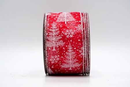 Κόκκινη Παραφάν Λευκή Χιονίζουσα Κορδέλα Χριστουγεννιάτικου Δέντρου_KF7332G-7