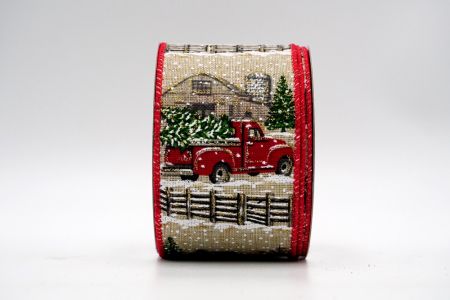 Ruban de voiture de Noël rouge grange_KF7341GC-13-7