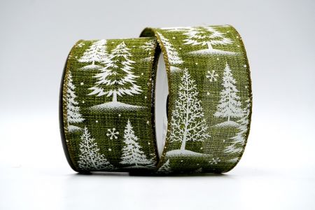 Зелена зимова стрічка з різдвяним деревом_KF7377GC-15-185
