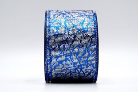 Blue Satin Foil Random Line Design Ribbon_KF7383GB-1