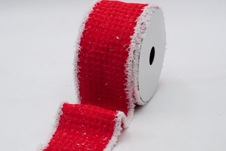 Diamant-Rüschenband Rot mit weißen Drucken_KF7391