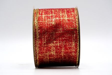 Κόκκινη Υφασμάτινη Κορδέλα με Χρυσό Φούξια Σχέδιο_KF7392G-7