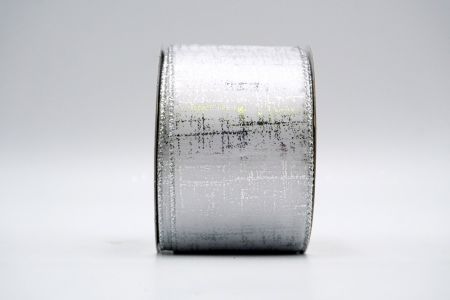 White Satin Silver Foil Ribbon_KF7393G-1