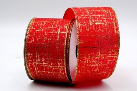 Red Satin Gold Foil Design Ribbon_KF7393G-7