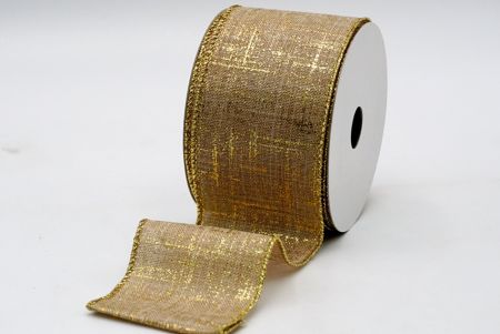 Faux Burlap Gold Foil Design Ribbon_KF7394G-14