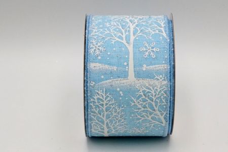 Fita de Árvores de Inverno Branca com Tecido Liso Azul Claro_KF7410GC-12-216
