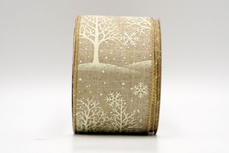 Khakin värinen yksivärinen kudottu valkoinen lumisateen puun nauha_KF7410GC-13-183