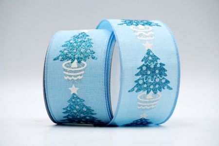 Світло-синій блискучий різдвяний дерев'яний горщик стрічка_KF7411GC-12-216