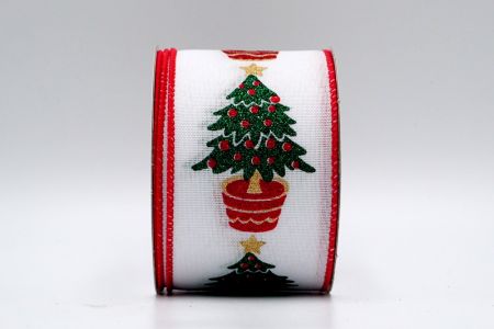 Árvore de Natal em Vaso Branca/Vermelha com Fita_KF7412GC-1-7
