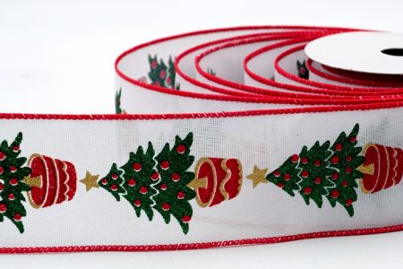 सफेद/लाल पॉटेड क्रिसमस ट्री रिबन_KF7412GC-1-7