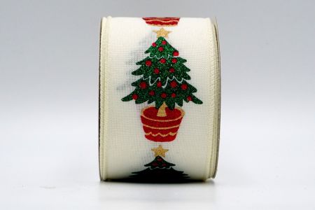 Nastro per albero di Natale in vaso avorio con glitter_KF7412GC-2-2