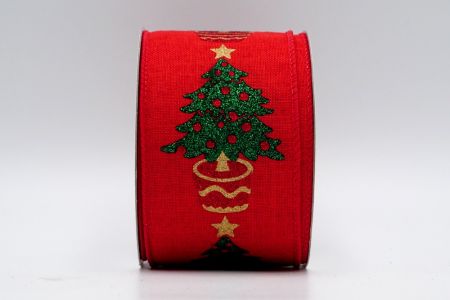 Piros cserépbe ültetett karácsonyfa stílusú szalag_KF7412GC-7-7