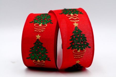 Червоний горщик з різдвяною ялинкою в стилі рослини стрічка_KF7412GC-7-7