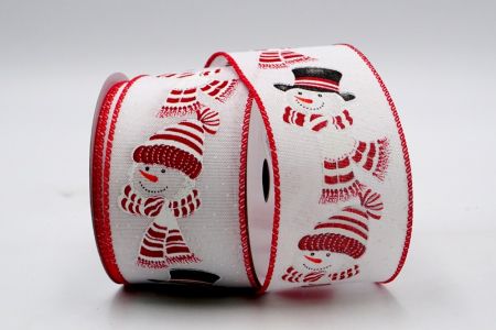 Boneco de Neve Vermelho e Branco com Chapéu e Cachecol em Fita_KF7429GC-1-7