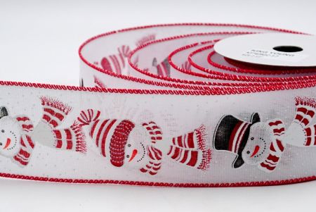 Красно-белый снеговик с шапкой и шарфом на ленте_KF7429GC-1-7