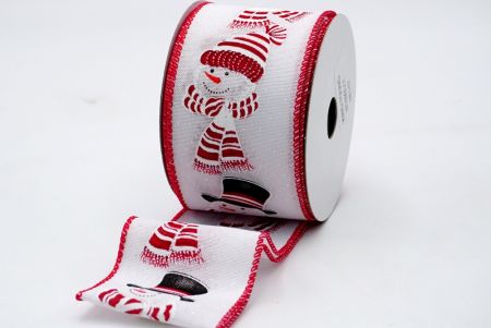 Boneco de Neve Vermelho e Branco com Chapéu e Cachecol em Fita_KF7429GC-1-7