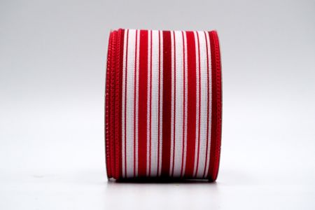 Valkoinen tekokuituinen puna-bordoraidallinen nauha_KF7435GC-4-7