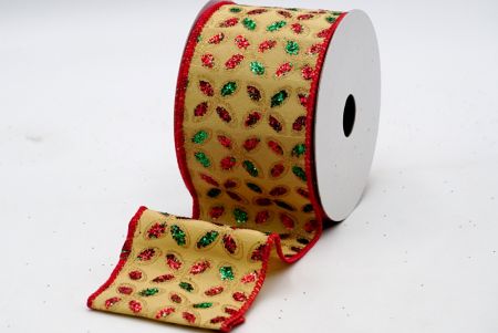 Vintage lt.yellow Red and Green Glitter Floral Ribbon_KF7451GC-14-7