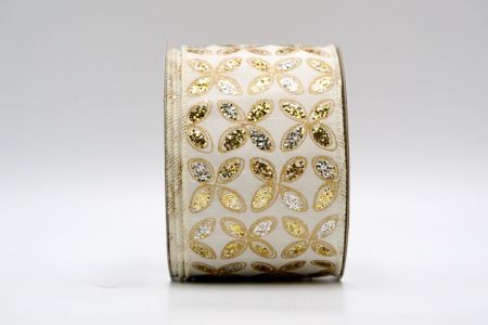 Ivory Glitter Gold and Silver Floral Pattern Ribbon_KF7451GC-2-2