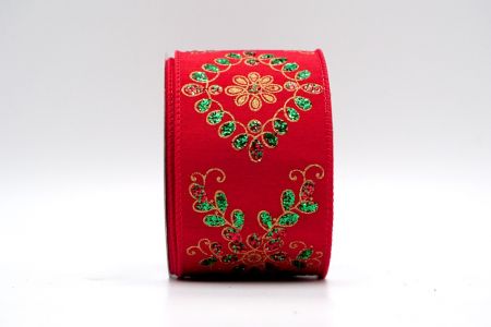 Red Glitter Floral Ribbon_KF7454GC-7-7