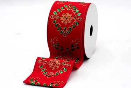 Red Glitter Floral Ribbon_KF7454GC-7-7